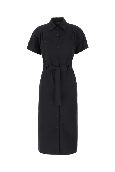 Apc Black Cotton Shirt Dress