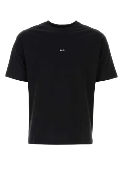 Apc Black Cotton T-shirt In Noirblanc