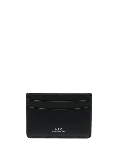 A.p.c. Black Cow Leather Porte-cartes Andre Wallet