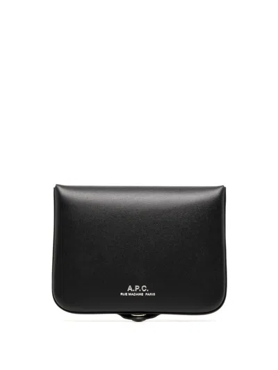 A.p.c. Black Cow Leather Porte-monnaie Josh Wallet