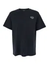 Apc Black Crewneck T-shirt With Logo Embroidered On The Front In Cotton Man In Black