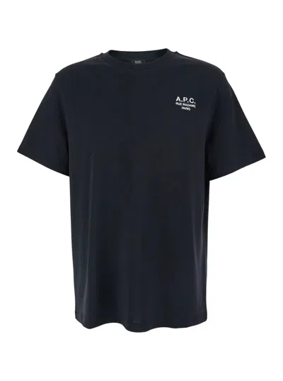 Apc Black Crewneck T-shirt With Logo Embroidered On The Front In Cotton Woman