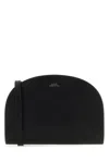 Apc A.p.c. Women Black Leather Mini Demi Lune Shoulder Bag In Black