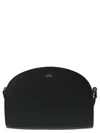 Apc A.p.c. Women Black Leather Mini Demi Lune Shoulder Bag In Black