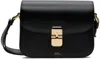 A.p.c. Compact Black Calf Leather Shoulder Bag With Adjustable Strap In Lzz Black