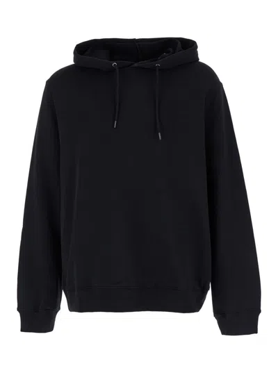 Apc Black Hoode With Tonal Logo Embroidery In Jersey Man