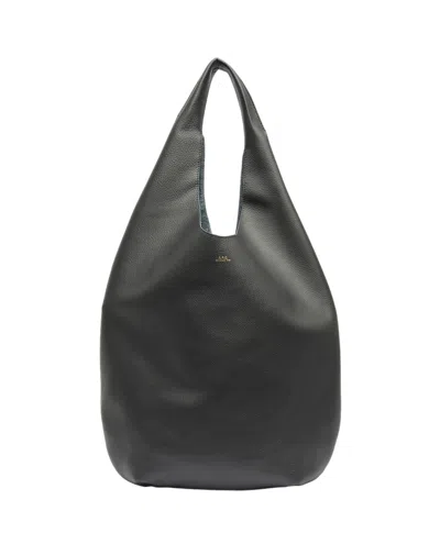 A.p.c. Black Le Neige Grained Leather Tote Bag