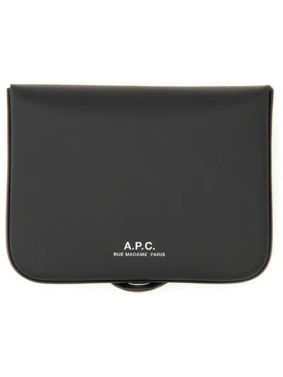 Apc A.p.c. Black Leather Card Holder