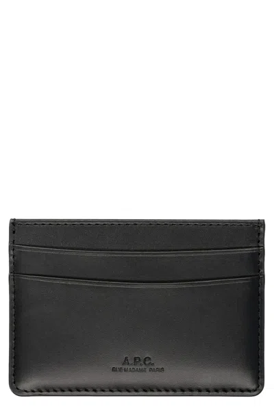 Apc A.p.c. Black Leather Card Holder