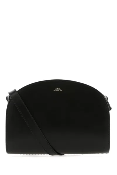 APC BLACK LEATHER DEMI LUNE SHOULDER BAG
