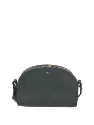 Apc Black Leather Half-moon Bag In Negro