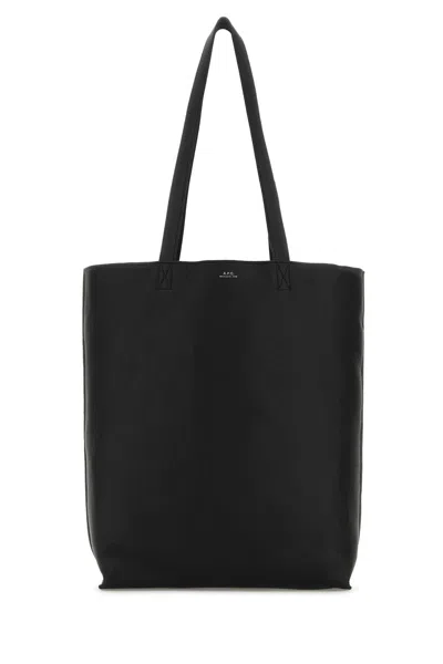 APC BLACK LEATHER MAIKO SHOPPING BAG