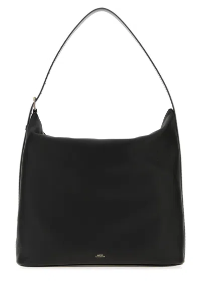 Apc A.p.c. Black Leather Maxi Vera Shopping Bag