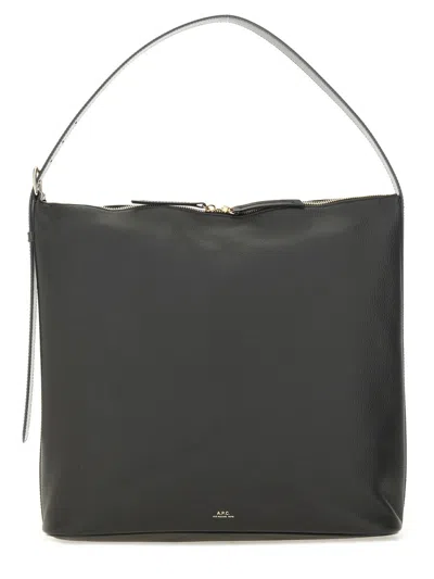 Apc A.p.c. Black Leather Maxi Vera Shopping Bag