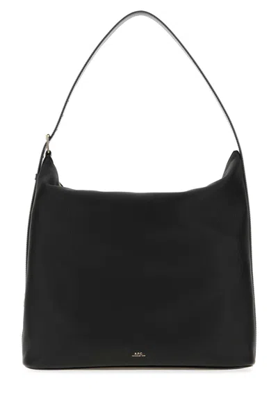 Apc Black Leather Maxi Vera Shopping Bag