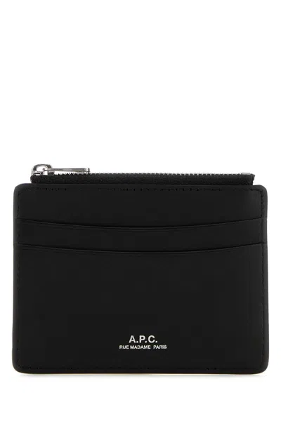 Apc A.p.c. Black Leather Paris Card Holder