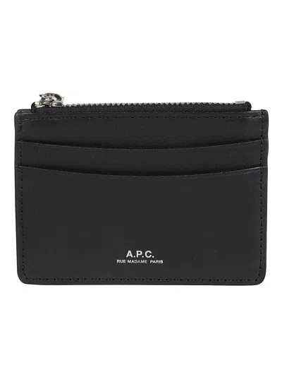 A.p.c. Black Leather Paris Credit Card Holder