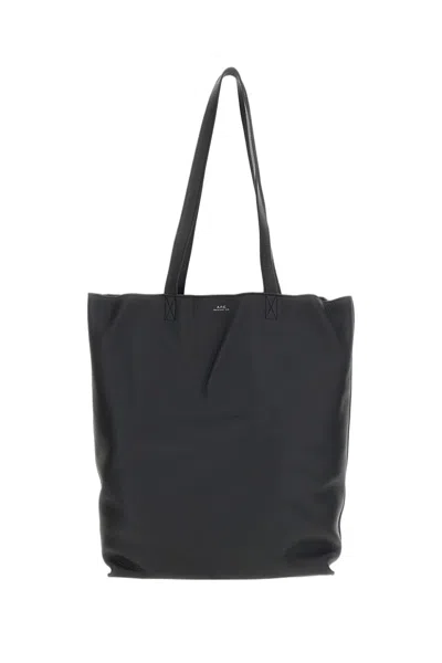 A.p.c. Black Leather Tote Maiko Medium Tote Bag