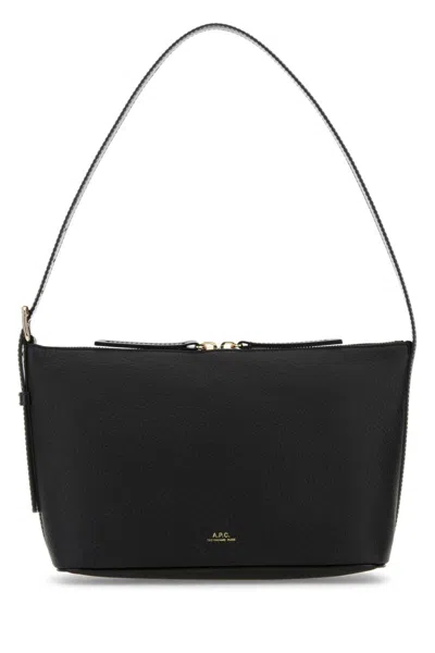 APC BLACK LEATHER VERA SHOULDER BAG