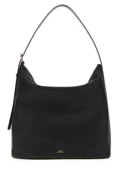 APC BLACK LEATHER VERA SHOULDER BAG