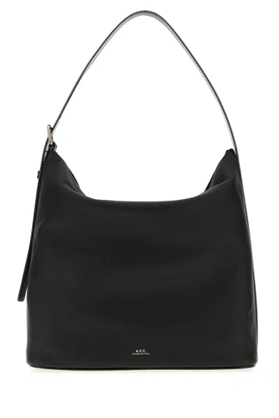 Apc A.p.c. Black Leather Vera Shoulder Bag