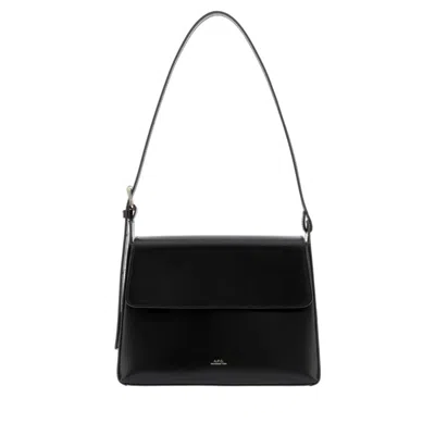 A.p.c. Black Leather Virginie Shoulder Bag Noir Vache Borse A Tracolla