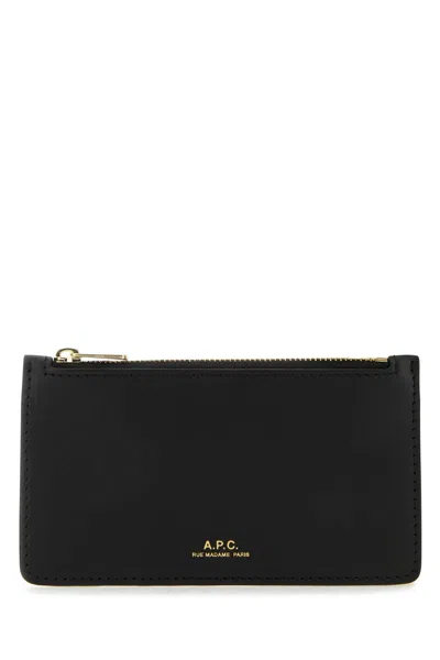 Apc A.p.c. Black Leather Willow Card Holder