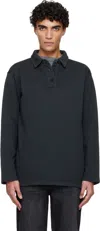 Apc Black Long-sleeve Polo In Black