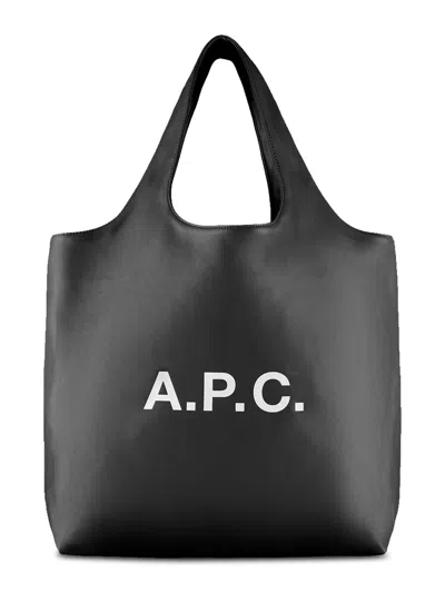 A.p.c. Black Matte Finish Minimalist Tote Bag