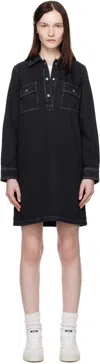 Apc Black Mia Denim Minidress In Lze Washed Black