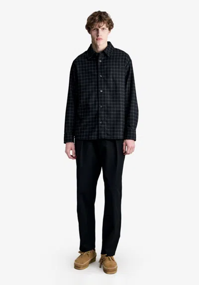A.p.c. Black Overshirt With Checks In Recycled Wool M Black