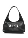 Apc Rounded Silhouette Shoulder Bag With Bold Logo In Black
