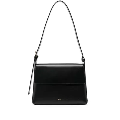 Apc Structured Shoulder Bag With Flap Closure In Black