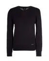 A.p.c. Black Solid Crew Neck Sweater In Blue