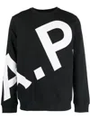 Apc A.p.c. Black Sweatshirt With Maxi Logo In Black