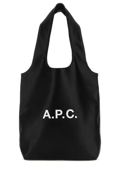 Apc A.p.c. Black Synthetic Leather Shopping Bag