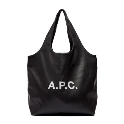 Apc A.p.c. Black Tote Bag With Subtle Logo Detail