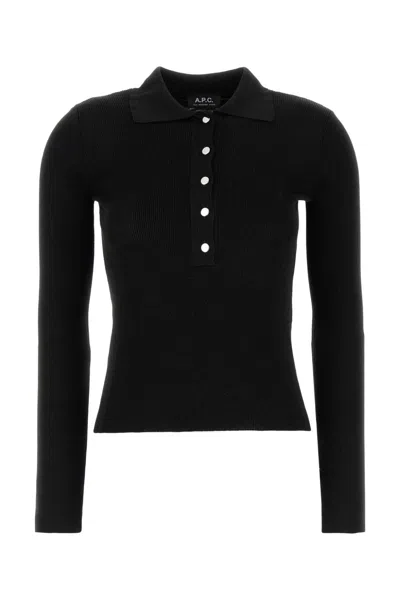 APC BLACK VISCOSE BLEND POLO SHIRT