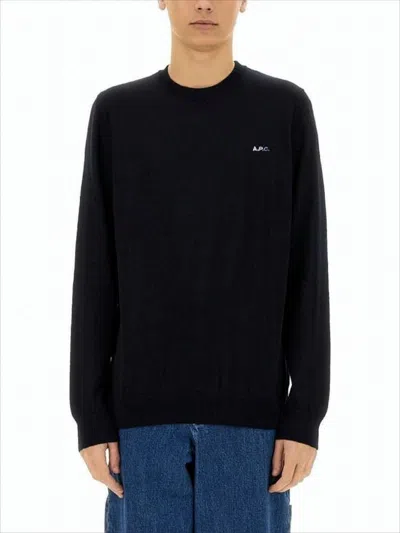 Apc Black Wool Sweater With Crew Neckline