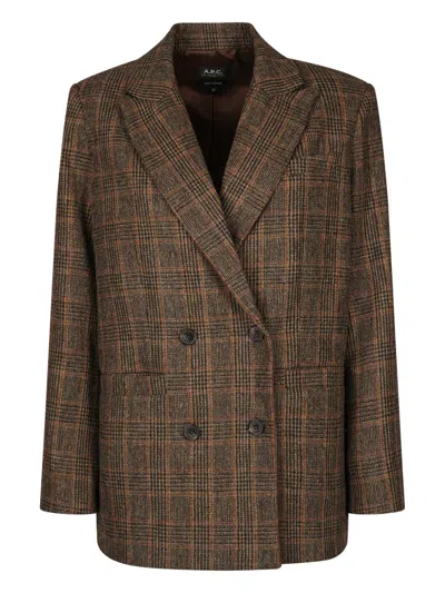 Apc Lucy Wool Blazer In Brown