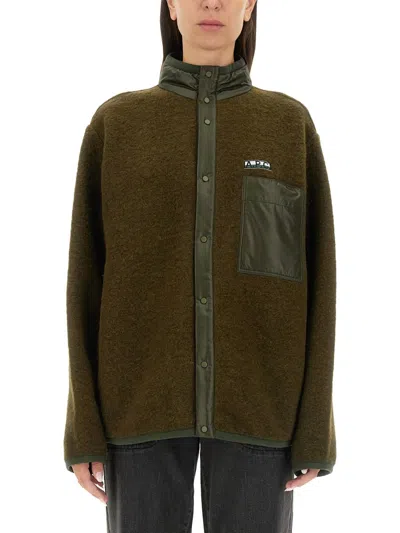 Apc A.p.c. Logo Patch High Neck Overshirt In Brown