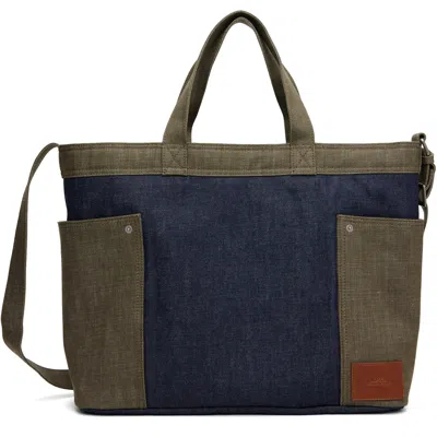 A.p.c. Blue & Khaki Jardin Tote In Sab Bicolore