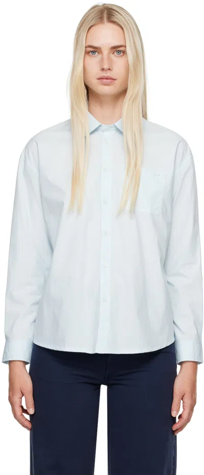 Apc Blue Boyfriend Shirt In Pale Blue