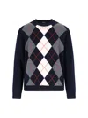 Apc A.p.c. Blue Check Pattern Virgin Wool Sweater In Black