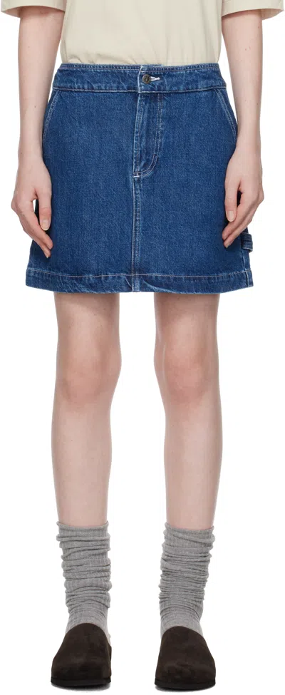 Apc Blue Christie Denim Miniskirt In Ial Washed Indigo