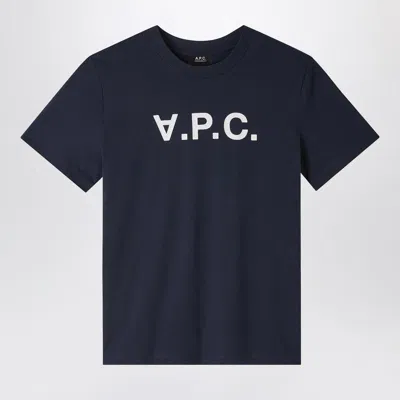 A.P.C. A.P.C. BLUE CREWNECK TSHIRT WITH LOGO
