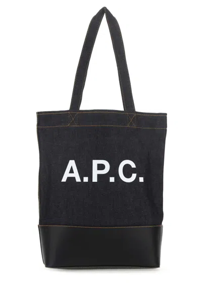 Apc A.p.c. Blue Denim And Leather Shopping Bag