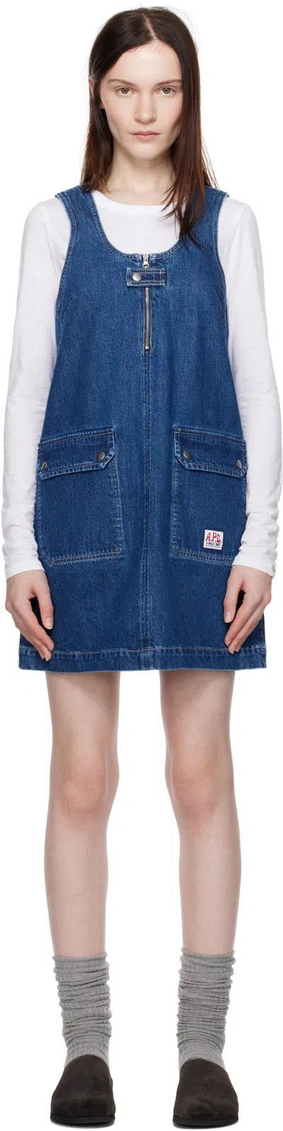 APC BLUE DOMINIC DENIM MINIDRESS