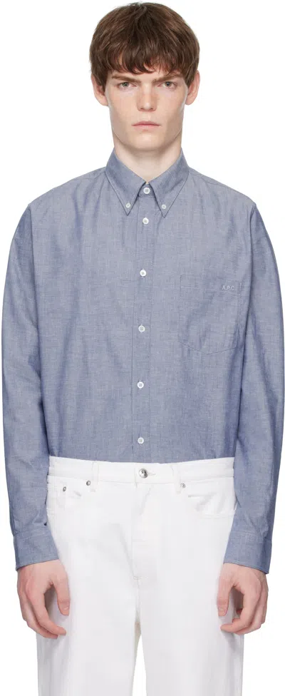 Apc Blue Edouard Brodé Shirt In Purple