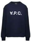 Apc A.p.c. Relaxed-fit Lightweight Cotton Blend Sweatshirt In Navy Blue